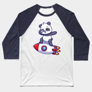 Cute Panda Dabbing On Rocket Cartoon Baseball T-Shirt